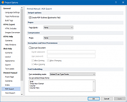 Editing PDF file options